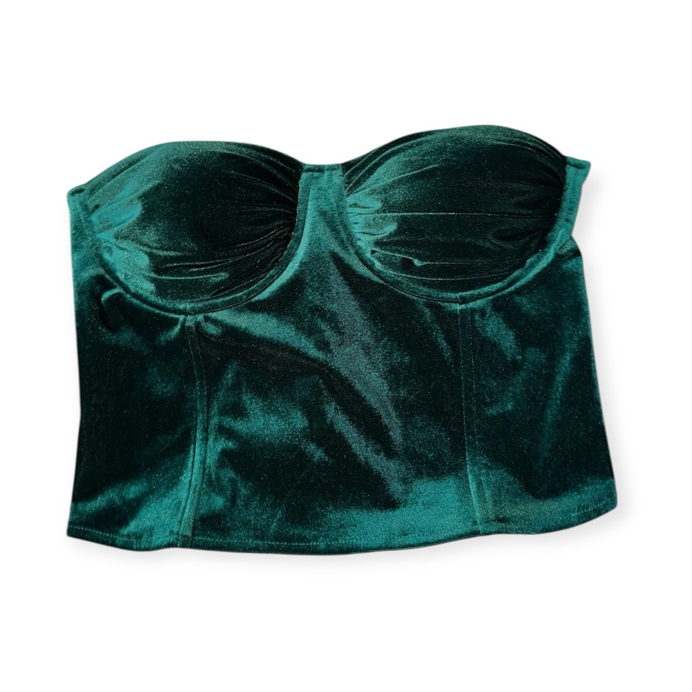 Superdown Green Velvet Cori Bustier Top Size M